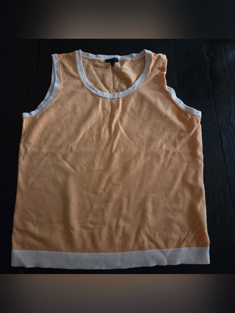 Talbots Peach Knit Tank with White Trim